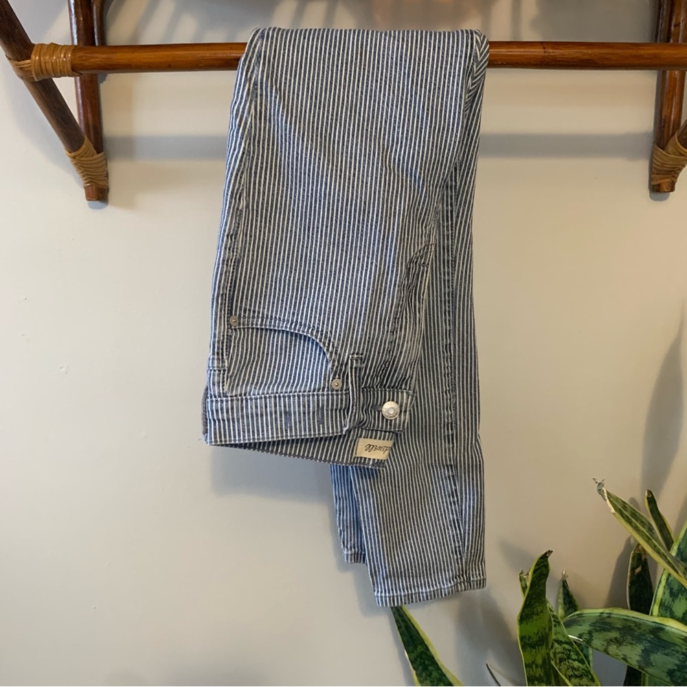 Madewell 9” Mid Rise Skinny Blue Striped Jeans